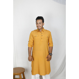 Men's Stylish Panjabi Yellow, Size: M, 3 image