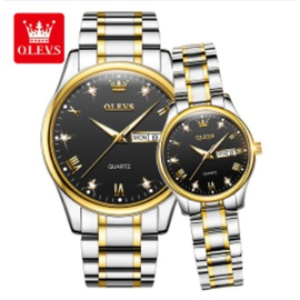 OLEVS Fashion Watches Couple Watch Stainless Steel Calendar Waterproof Business Quartz Watch For Men Women