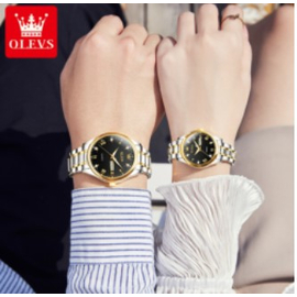 OLEVS Fashion Watches Couple Watch Stainless Steel Calendar Waterproof Business Quartz Watch For Men Women, 4 image