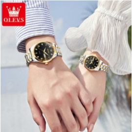 OLEVS Fashion Watches Couple Watch Stainless Steel Calendar Waterproof Business Quartz Watch For Men Women, 2 image