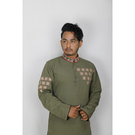 Men's Stylish Panjabi Green, Size: M, 2 image