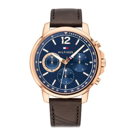 Black PU Leather Chronograph Watch