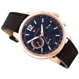 Black PU Leather Chronograph Watch