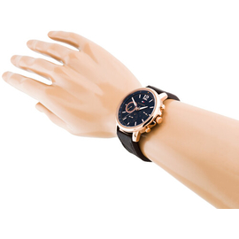 Black PU Leather Chronograph Watch