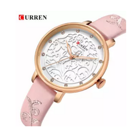 CURREN 9046 Pink PU Leather Analog Watch, 2 image