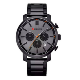 CURREN 8315 Black Stainless Steel Chronograph Watch For Men - Black