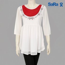 SaRa Ladies Fashion Tops (WFT42FDA-White)