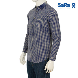 SaRa Mens Casual Shirt (MCS612FCN-GREY & NAVY CHECK), Size: M, 2 image