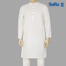 SaRa Mens Panjabi (MPJ562FCG-White), Size: S