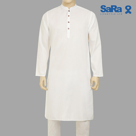 SaRa Mens Panjabi (MPJ562FCF-White), Size: S