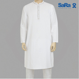 SaRa Mens Panjabi (MIN1MPJ182FCA-White), Size: S