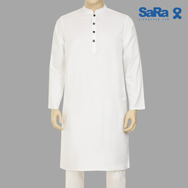 SaRa Mens Panjabi (MPJ13FCD-White), Size: M
