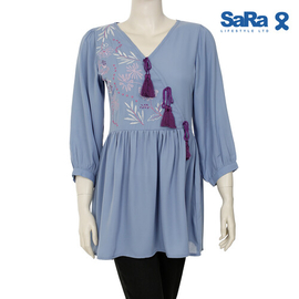 SaRa Ladies Fashion Tops (WFT21YH-Peri winkle), Size: S