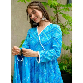 Beautiful Blue Frock For Girls, Color: Blue, Size: 38, 3 image
