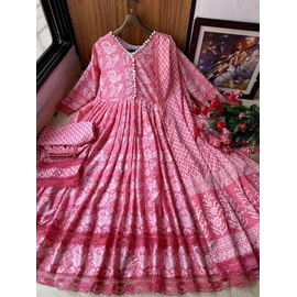 Beautiful Pink Frock For Girls, Size: 38