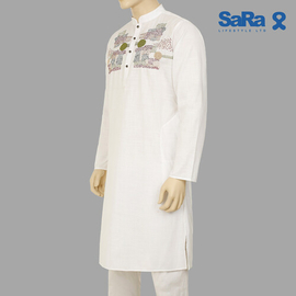 SaRa Men's Panjabi (MPJ152YJ-White), Size: S, 2 image