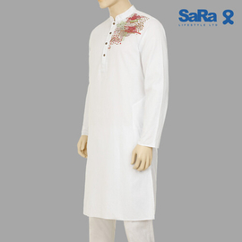 SaRa Men's Panjabi (MPJ172YJ-White), Size: S, 2 image