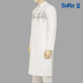 SaRa Men's Panjabi (MPJ102YJ-White), Size: S, 2 image
