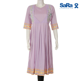 SaRa Ladies Ethnic Long Length Kurti (WKU103FLB-LAVENDER), Size: S