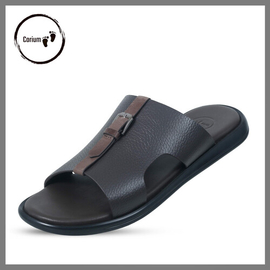Original Leather Sandal Shoe For Men - CRM 115, Color: Black, Size: 40, 3 image