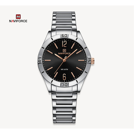 NAVIFORCE NF5029 Silver Stainless Steel Analog Watch For Women - Black & Silver