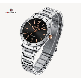 NAVIFORCE NF5029 Silver Stainless Steel Analog Watch For Women - Black & Silver, 2 image