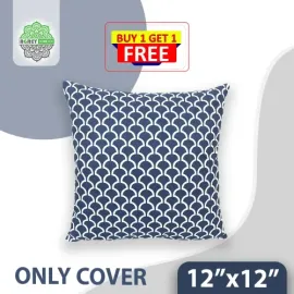 Decorative Cushion Cover, Navy Blue (12x12), Buy 1 Get 1 free_77651