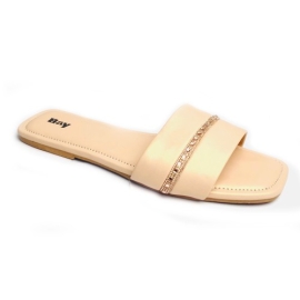 Bay Ladies Open Flats Yellow Beige Gold Shoes