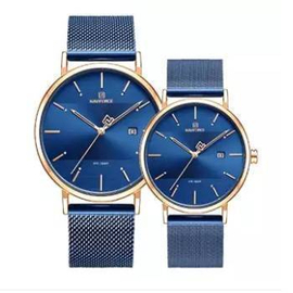 NAVIFORCE NF3008L Royal Blue Mesh Stainless Steel Analog Watch For Women - RoseGold & Royal Blue