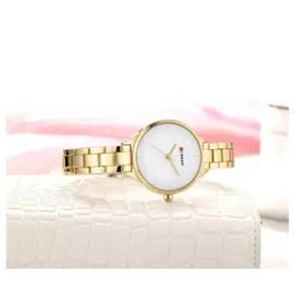 CURREN 9015 Golden Stainless Steel Watch For Women - White & Golden, 4 image