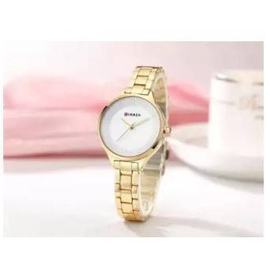 CURREN 9015 Golden Stainless Steel Watch For Women - White & Golden, 2 image