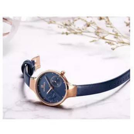 NAVIFORCE NF5001 Navy Blue PU Leather Sub-Dial Chronograph Watch For Women - Navy Blue & RoseGold, 5 image