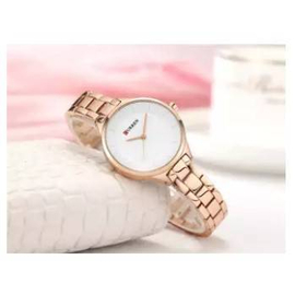 CURREN 9015 RoseGold Stainless Steel Watch For Women - White & RoseGold, 4 image