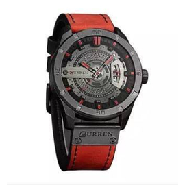 C8301 - Red Leather Analog Watch for Men