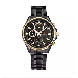 Black Stainless Steel Chronograph Wrist Watch for Men