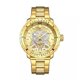 NAVIFORCE NF9158 Golden Stainless Steel Chronograph Watch For Men - Golden