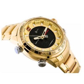 NAVIFORCE NF9093 GOLDEN STAINLESS STEEL DUAL TIME WATCH FOR MEN, 4 image