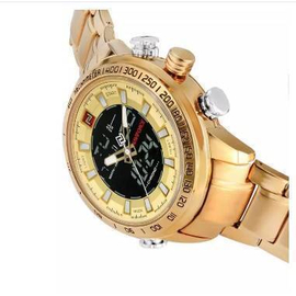 NAVIFORCE NF9093 GOLDEN STAINLESS STEEL DUAL TIME WATCH FOR MEN, 5 image