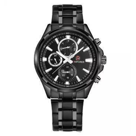 NAVIFORCE NF9089 Black Stainless Steel Chronograph Watch For Men - Black