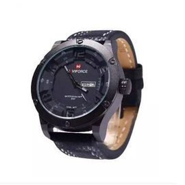 Artificial Leather Analog Watch for Men - Black