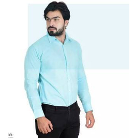 Trendy Sky Blue Long Sleeve Casual Shirt, 3 image