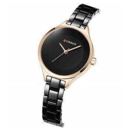 CURREN 9015 Black Stainless Steel Analog Watch For Women, 2 image