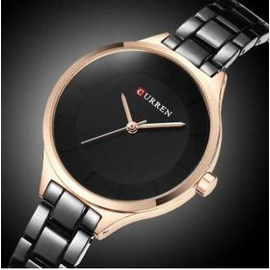 CURREN 9015 Black Stainless Steel Analog Watch For Women, 3 image