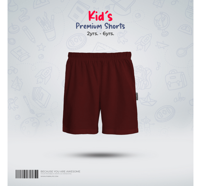 Fabrilife Kids Premium Shorts- Red-wine