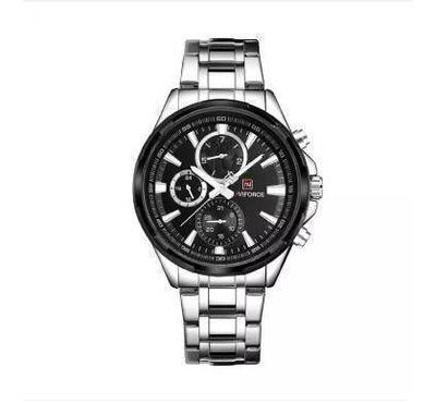 Silver Stainless Steel Chronograph Wrist Watch for Men