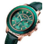 SKMEI 1704 Green PU Leather Analog Luxury Watch For Women - RoseGold & Green, 5 image