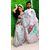 Half Silk Saree Screen Print Work Without Blouse PS 12hath Saree & With Panjabi Couple Dress-White, Size: 38