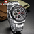 Naviforce NF9197 Silver Stainless Steel Dual Time Watch For Men - Black & Silver, 7 image