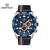 Naviforce NF8019L Navy Blue PU Leather Chronograph Watch For Men - RoseGold & Navy Blue