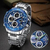 Naviforce NF9197 Silver Stainless Steel Dual Time Watch For Men - Royal Blue & Silver, 6 image